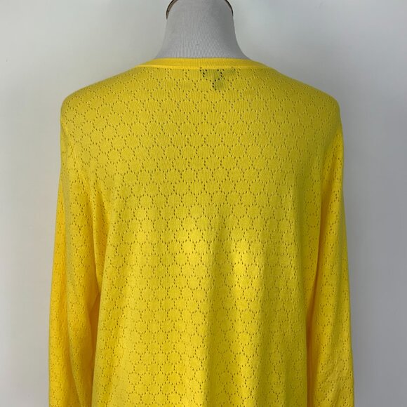 Talbots Cotton Blend Button Up Yellow Cardigan Sz 1X - Picture 5 of 16
